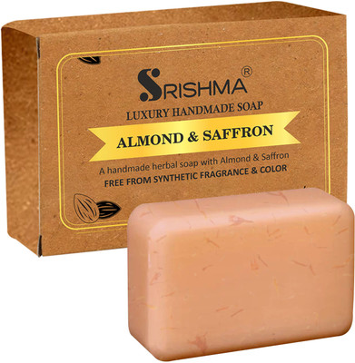 Srishma Saffron & Almond Handmade Soap With Essential Oils & Glycerin For Soft Skin(2 x 75 g)