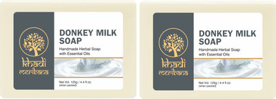 MeriBana Khadi Donkey Milk Soap Organic Handmade Anti Ageing Skin Lightener Soap(2 x 125 g)