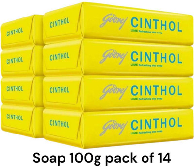 CINTHOL Lime Bath Soap - 100g (Pack of14) | For All Skin Types(14 x 100 g)