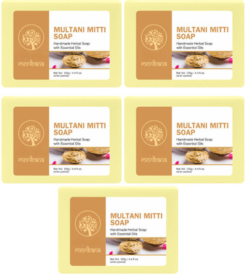 MeriBana Multani Mitti Soap For Oil Control & Acne , Deeply Cleanses & Moisturizes(5 x 125 g)