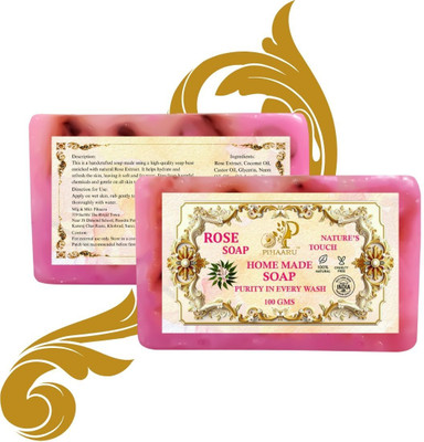 Pihaaru Pack of 2 ,Daily Herbal Rose Soap – With Moisture Lock (200gm)'(2 x 100 g)