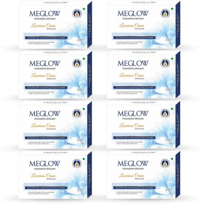 meglow Luxurious Cream Bathing Bar for Soft, Smooth & Moisturized Skin Pack of 8(8 x 75 g)