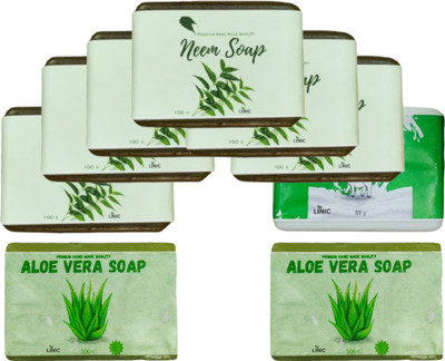 linic HERBAL NEEM SOAP(6),ALOE VERA SOAP(2), GOAT MILK(1)(9 x 100 g)