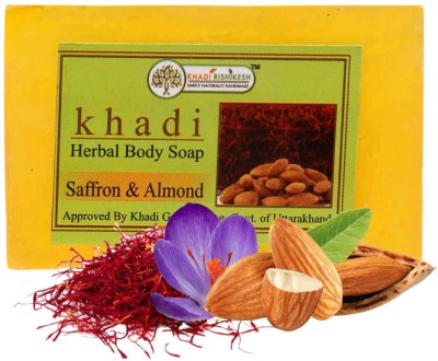 Khadi Rishikesh Ayurvedic Saffron Almond Soap Skin Brightening,Reduce Acne Mark,Blemishe-Unisex(250 g)