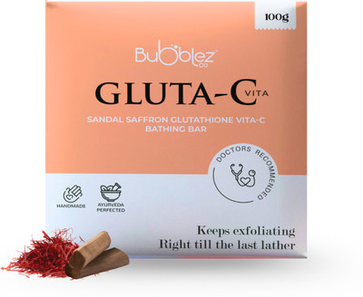 Bubblezco Gluta-C Saffron Sandal Glutathione Bathing Soap | For Glowing & Even-Toned Skin(100 g)