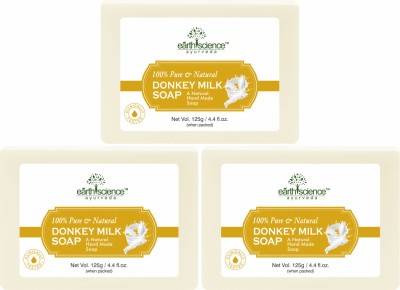 Earth Science Ayurveda Herbal Natural Donkey Milk Bath Soap made with Natural Oils(3 x 125 g)