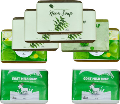 linic HERBAL NEEM SOAP(4), ALOE VERA(1), LEMON SOAP(2), GOAT MILK(2)(9 x 100 g)
