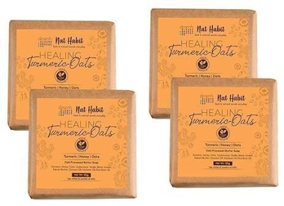 Nat Habit Healing Turmeric Bathing Soap - Clears Uneven Skin Tone, Speeds Up Skin Repair(4 x 125 g)