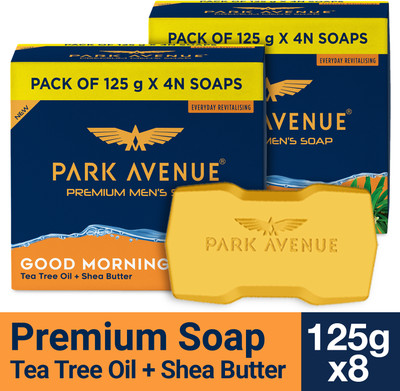 PARK AVENUE Premium Men's Soaps for Bath-Good Morning-Grade 1 Soap-For All Skin Types(8 x 125 g)