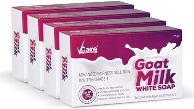 Vcare Goat Milk White Soap for Women & Men 125gm (Pack Of 4) Bathing Soap Bar(4 x 125 g)