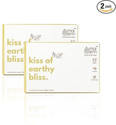 mai sknn Basil Herbal Bliss Handmade Artisanal Ayush Soap Bar | Kiss of Earthy Bliss(2 x 100 g)