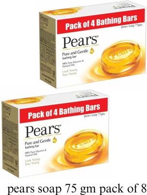 Pears Pure & Gentle Soap Bar ,Paraben-Free For Soft Skin(8 x 74 g)