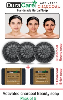 DuraCare Activated Charcoal soap for Men & Women Skin whitening Pimples skin care soap(5 x 100 g)