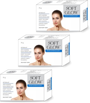 Soft Glow Moisturising Soap (Pack of 3): Fairness, Acne, Black Heads, Pimples & Anti-Aging(3 x 75 g)