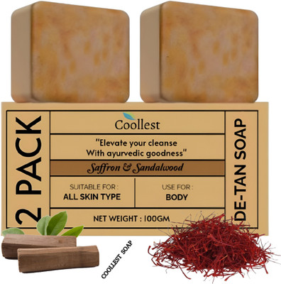 coollest Magic Soap-Sandal Wood And Saffron for DeTan and Glowing Brightening Skin.(2 x 100 g)