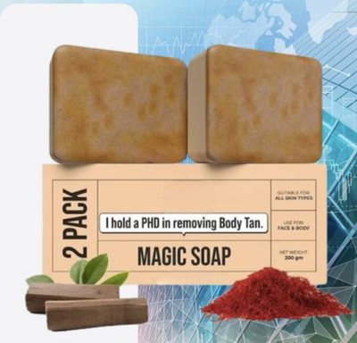 Jiore Magic Soap Sandal Wood And Saffron for DeTan and Glowing Brightening Skin(2 x 100 g)