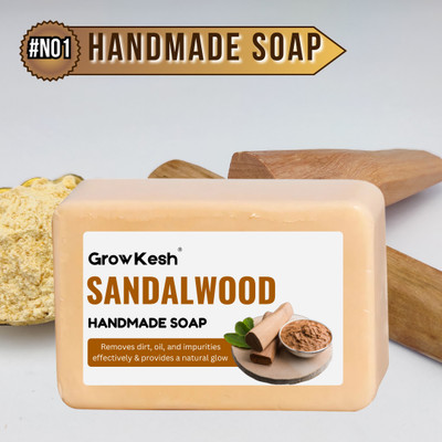Growkesh Sandalwood Soap for Glowing Skin | Moisturizing Soap for Daily Use |(100 g)