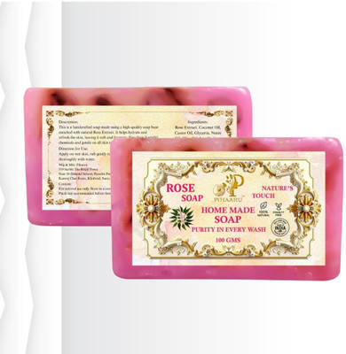 Pihaaru Pack of 2 ,Daily Use Rose Soap – Mild & Moisturizing (200gm)/(2 x 100 g)