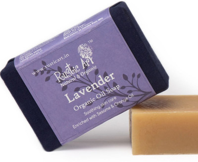RUSTIC ART Organic lavender Bath Soap |Handmade| Cold Processed |No Synthetic Fragrance(100 g)