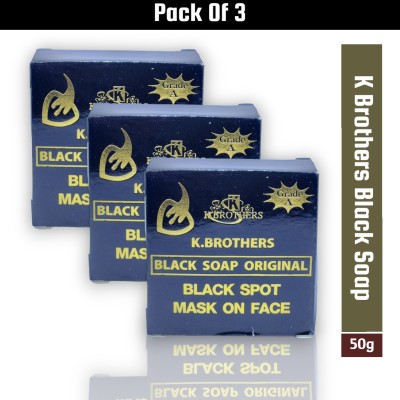 K Brothers Black Soap For Black Spot Mask On Face(3 x 50 g)