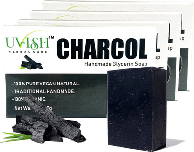 Uvish GLYCRIN CHARCOAL SOAP 100GM(4 x 100 g)