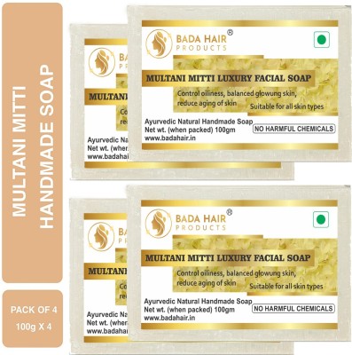 BadaHair Multani Mitti Luxury Facial & Scrubbing Soap (4 x 100 g)(4 x 100 g)