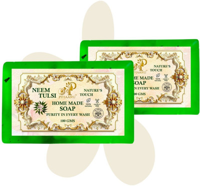 Pihaaru Pack of 2 ,Neem Tulsi Fresh Soap – Daily Herbal Cleanser (200g),,(2 x 100 g)