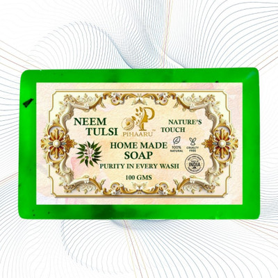 Pihaaru Neem Tulsi Pure Soap – Refreshing Bath Bar for All Skin Types (100g)(100 g)