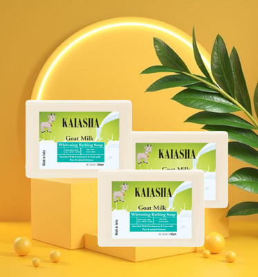 KAIASHA Goat Milk Melt and pour Soap Goat Milk Whitening Bathing Soap PACK OF-3(3 x 150 g)