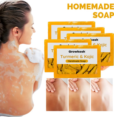 Growkesh Turmeric Bathing Soap For Clearer, Brighter & Radiant Skin|Soap Bar(5 x 100 g)