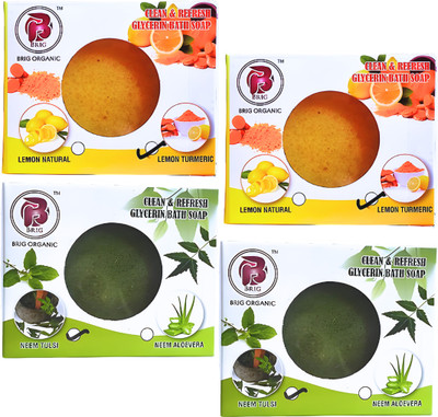 BRIG MIX COMBO LEMON TURMERIC AND NEEM TULSI SOAP(4 x 100 g)