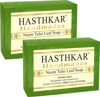 HASTHKAR Handmades Glycerine Neem Tulsi Leaf Soap-100gm Pack of 2(2 x 100 g)