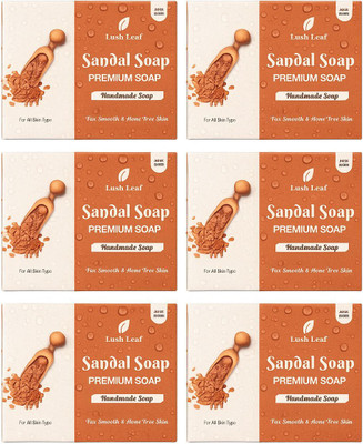 Lushleaf Natural Sandal Soap Herbal Bathing Soap for Healthy Skin(6 x 100 g)