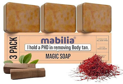 Mabilia Glow & Calm Soap – Natural Sandal Saffron Formula Pack of 3(3 x 100 g)