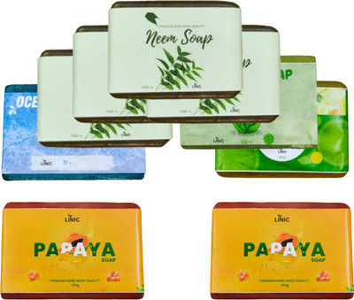 linic HERBAL NEEM SOAP(4), ALOE(1),LEMON(1), OCEAN BLUE(1), PAPAYA(2)(9 x 100 g)