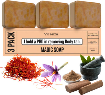 Vicenza Magic Soaps For Bath | Handmade Soaps Glowing Natural Herbal Glow Cleanser 65(3 x 100 g)