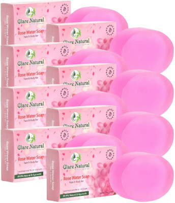 glarenatural Rose Water Soap Face & Body Bar Made with love for you(8 x 75 g)