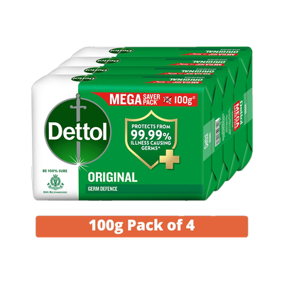 Dettol Original Bathing Soap for Men & Women, for Face, Body & Hands, Combo for Summer(4 x 100 g)