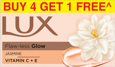 LUX Flawless glow Buy 4 Get 1 Free Offer Jasmine & Vitamin E Bathing Soap(5 x 150 g)