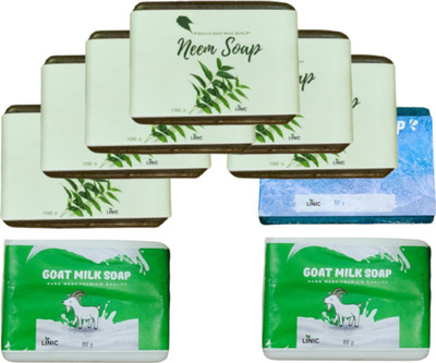 linic HERBAL NEEM SOAP(6), OCEAN BLUE(1), GOAT MILK SOAP(2)(9 x 100 g)