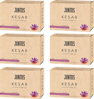 Juntos Kesar Natural Soap for Glowing Skin with Saffron & Vitamin C – 6x100g(6 x 100 g)