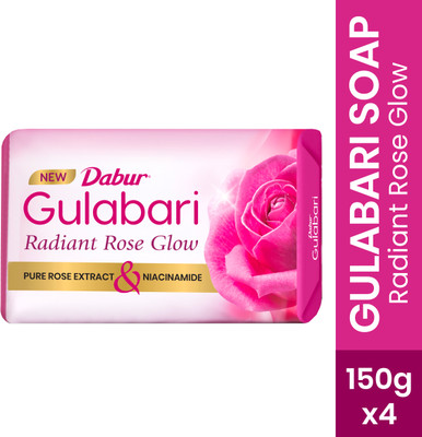 Dabur Gulabari Rose Glow Soap | Moisturizing Bathing Bar With Glycerine & Niacinamide(4 x 150 g)