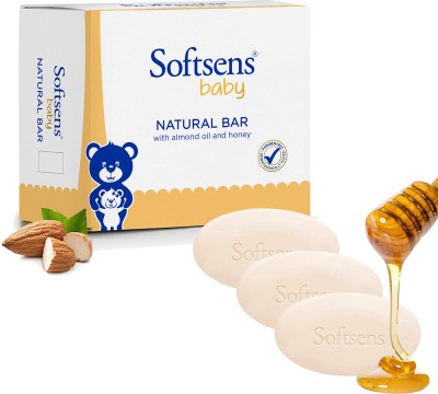 Softsens Baby Natural Bar Soap with Almond Oil & Honey(3 x 100 g)