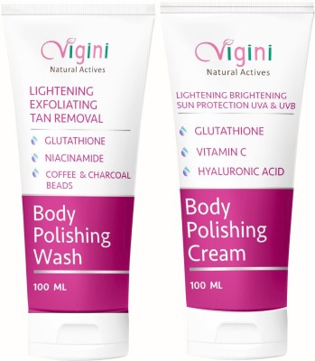 Vigini Skin Lightening Whitening Brightening Tan Removal Body Polishing Kit Men Women Face Wash(200 ml)