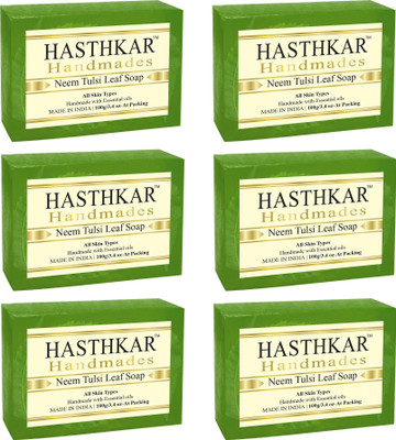 HASTHKAR Handmades Glycerine Neem Tulsi Leaf Soap-100gm pack of 6(6 x 100 g)