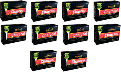 Subaxo Activated charcoal soap for a smooth, glowing complexion (10 x 100 g)(10 x 100 g)