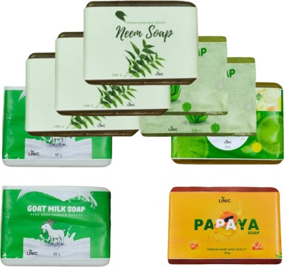 linic HERBAL NEEM SOAP(3), ALOE VERA(2), LEMON(1), PAPAYA(1), GOAT MILK(2)(9 x 100 g)