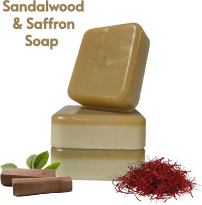 BEALOO HarGhar soap Sandalwood and Saffron Soap for Smooth, Glowing Softness.(3 x 100 g)
