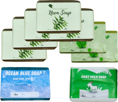 linic HERBAL NEEM SOAP(5), ALOE VERA(2), OCEAN BLUE(1), GOAT MILK(1)(9 x 100 g)