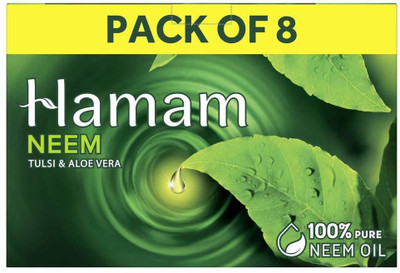 HAMAM Neem Tulsi & Aloe Vera Bathing Soap for Body 150 g (Combo Pack of 8)(8 x 150 g)